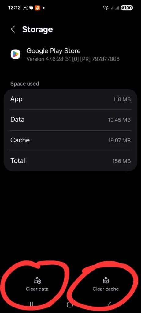 select clear data and clear cache